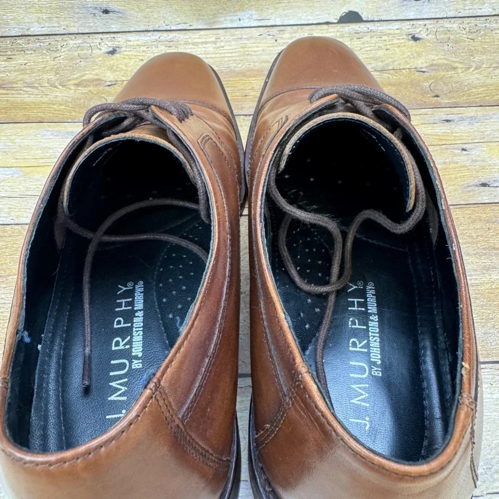 J Murphy Dress Shoes Mens 11 Brown Leather Cap Toe‎ Derby Oxford Office Formal